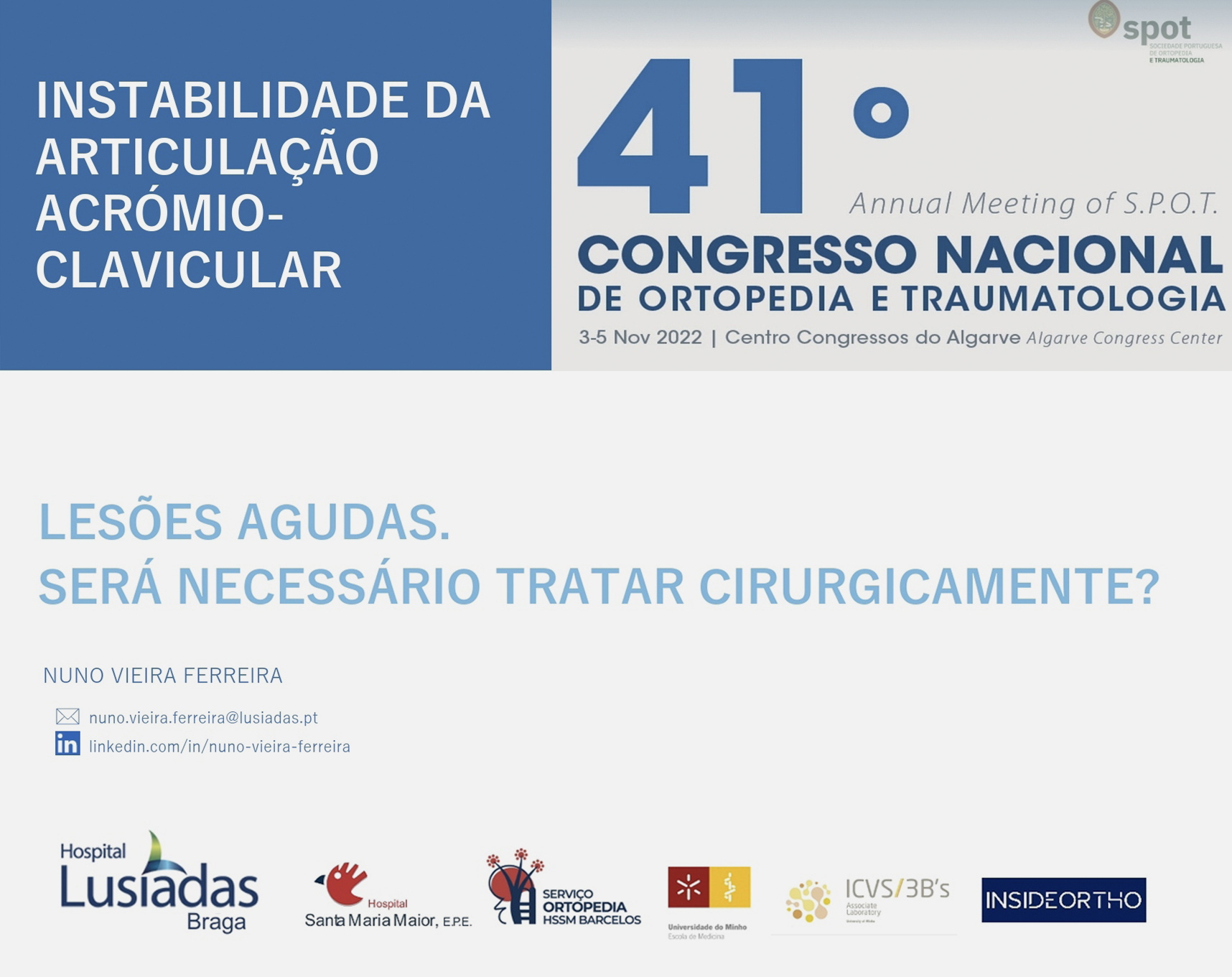 Imagem de apresentação "Lesões Agudas. Será necessário tratar cirurgicamente?"